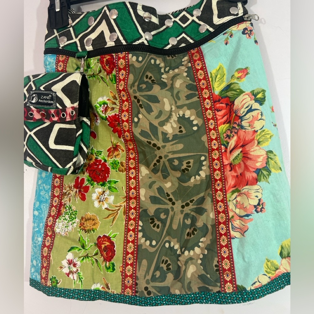ZAND Amsterdam Reversible Patchwork Skirt with Pouch Adjustable waist 29-42